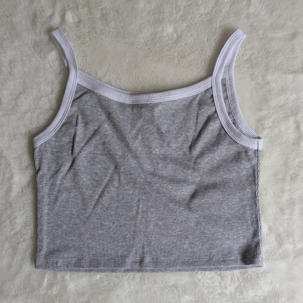Tillys Ringer Cami Top Gray White Trim – Size M – New Without Tags - Picture 7 of 7